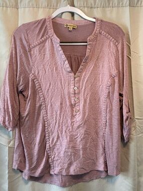 Democracy Dusty Rose Henley with Button Placket